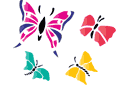 Stenciler olika små varelser - Fyra Fjärilar