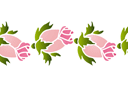 Stenciler olika motiv blommor - Bård med ros knoppar