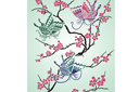 Itämaisilla kuvioilla sabloonat - Sakura ja perhoset