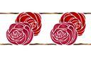 Flora bårder med färdiga schabloner - Fris två rosor