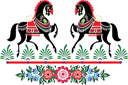 Schabloner slaviska mönstren - Gorodets hästar 7