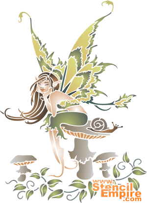 Eftertänksamma Fairy (Stenciler på sagotema)