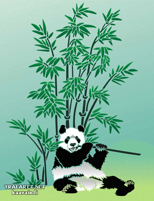 Panda och bambu 1 (Ritmallar schabloner djur)