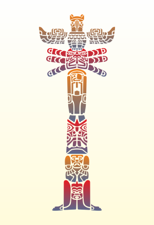 Indiska totem (Indianerna väggdekor schabloner i barnrum)