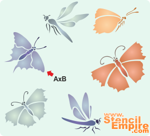 Fjärilar och trollsländor (Stenciler olika små varelser)