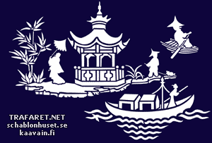 En scen med pagoda och en båt (Schabloner på österländskt tema )