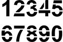 aakkoset, kirjain- ja numerosabluunat - roomalaiset numerot, fontti Arial