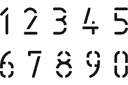 Kirjaimia, numeroita ja lauseita sabluunat - numerot 0 - 9 / NL:n valtionstandarti