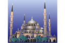 Sablonit maamerkkejä ja rakennuksia - sininen moskeja