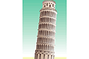 Schabloner på världsberömda arkitekturteman - Lutande tornet i Pisa