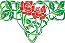 Stenciler olika motiv blommor - Två rosor och löv