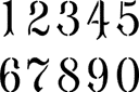 aakkoset, kirjain- ja numerosabluunat - Gotiikka numerot