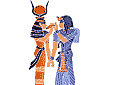 Sapluunat Egyptin taiteen kanssa - Faaraon ja jumalatar