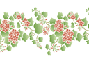 Flora bårder med färdiga schabloner - Gräns ​​för pelargoner