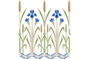Stenciler olika motiv blommor - Iris och vass