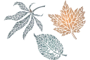 Löv och växter schabloner - Tre ark