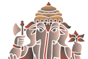 Schabloner i indisk stil - Mnogoruky elefant