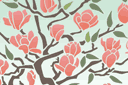 Itämaisilla kuvioilla sabloonat - japanin magnolia
