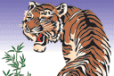 Itämaisilla kuvioilla sabloonat - japanilainen tiikeri