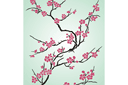 Väggschabloner med träderna - Sakura i Japan