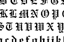 Kirjaimia, numeroita ja lauseita sabluunat - vanha englantilainen fontti