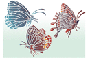 Stenciler olika små varelser - Tre Fjärilar 2