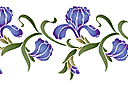 Stenciler olika motiv blommor - Kanten av iris i en orientalisk stil