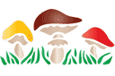 Kuvioita sablonit - kolme sienia