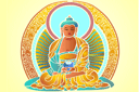 Itämaisilla kuvioilla sabloonat - Nepalin Budda