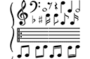 Schabloner noter och musikinstrument - Noter uppsättning
