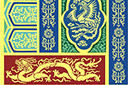Schabloner på österländskt tema  - Stor panel med drakar
