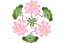 Itämaisilla kuvioilla sabloonat - itämäiset liliat, medaljonki
