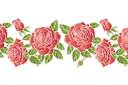 Flora bårder med färdiga schabloner - 3 röda rosor