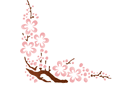 Itämaisilla kuvioilla sabloonat - japaninkirsikan kulma