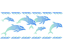 Havet bårder med färdiga schabloner - Dolphin fris