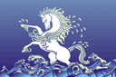 Merellä tapettiboordi - Valkoinen hevonen meressa