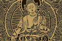 Sabluunat intialaisia motiiveja - Iso Buddha istuu lootus päällä