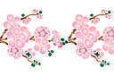 Stenciler olika motiv blommor - Körsbärsblommor på en gren A