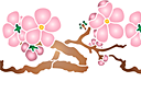 Stenciler olika motiv blommor - Körsbärsblommor på en gren 08b