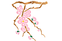 Sabluunat kukkien piirtämiseen - Keväällä kukkiva kirsikkapuu A