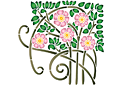 Rosorschabloner - Blommande ros i jugendstil