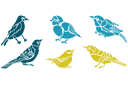 Eläinten maalaussapluunoita - Kuusi lintua