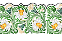 Kukkatapettiboordi - Leveä boordinauha sisältää narsissit ja lehdet