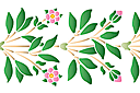 Бордюры с растениями - Бордюр ветки шиповника с цветами и бутонами.