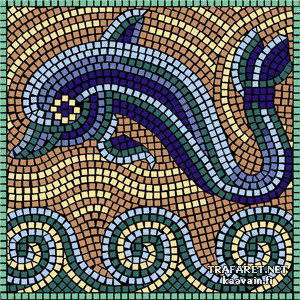 Delfin över vågor (mosaik) - schablon för dekoration