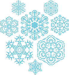 kahdeksan lumihiutaleita - koristeluun tarkoitettu sapluuna