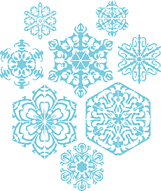kahdeksan lumihiutaleita III - koristeluun tarkoitettu sapluuna