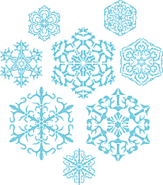 kahdeksan lumihiutaleita II - koristeluun tarkoitettu sapluuna