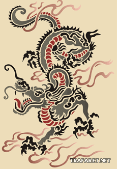 Kiinalainen lohikäärme hyökkää - koristeluun tarkoitettu sapluuna