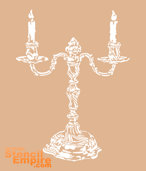 kynttelikkö ja kaksi kynttilää - koristeluun tarkoitettu sapluuna